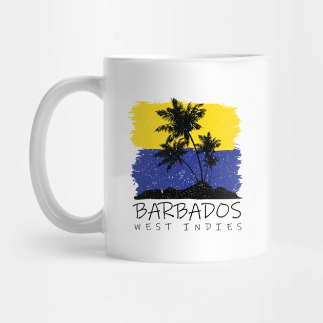 Barbados National Colors with Palm Silhouette by IslandConcepts